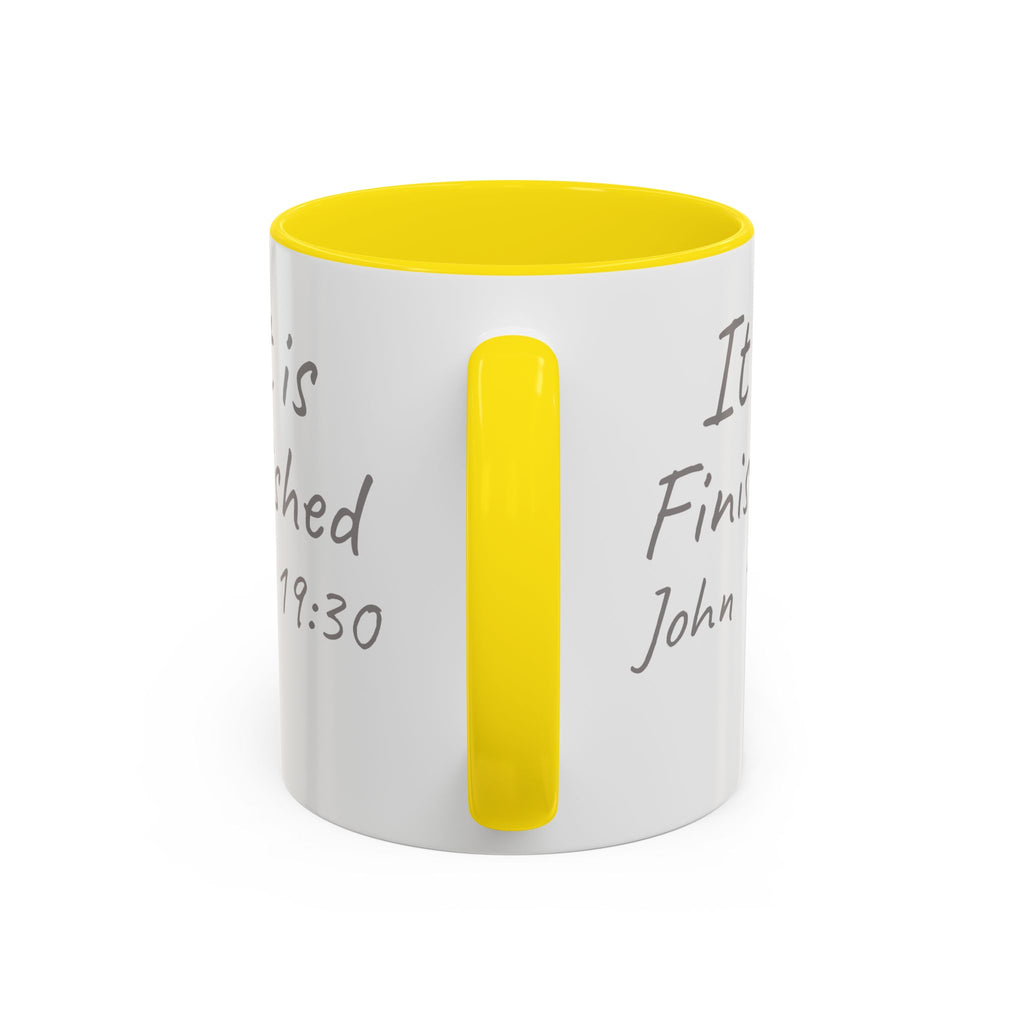 It Is Finished Coffee Mug — John 19:30 Christian Cross Accent Mug (11/15oz)