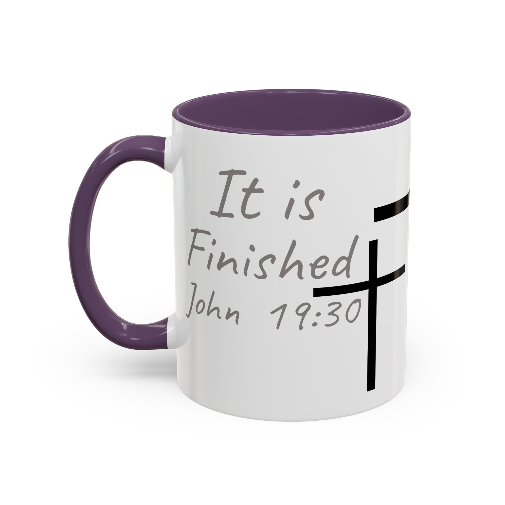 It Is Finished Coffee Mug — John 19:30 Christian Cross Accent Mug (11/15oz)