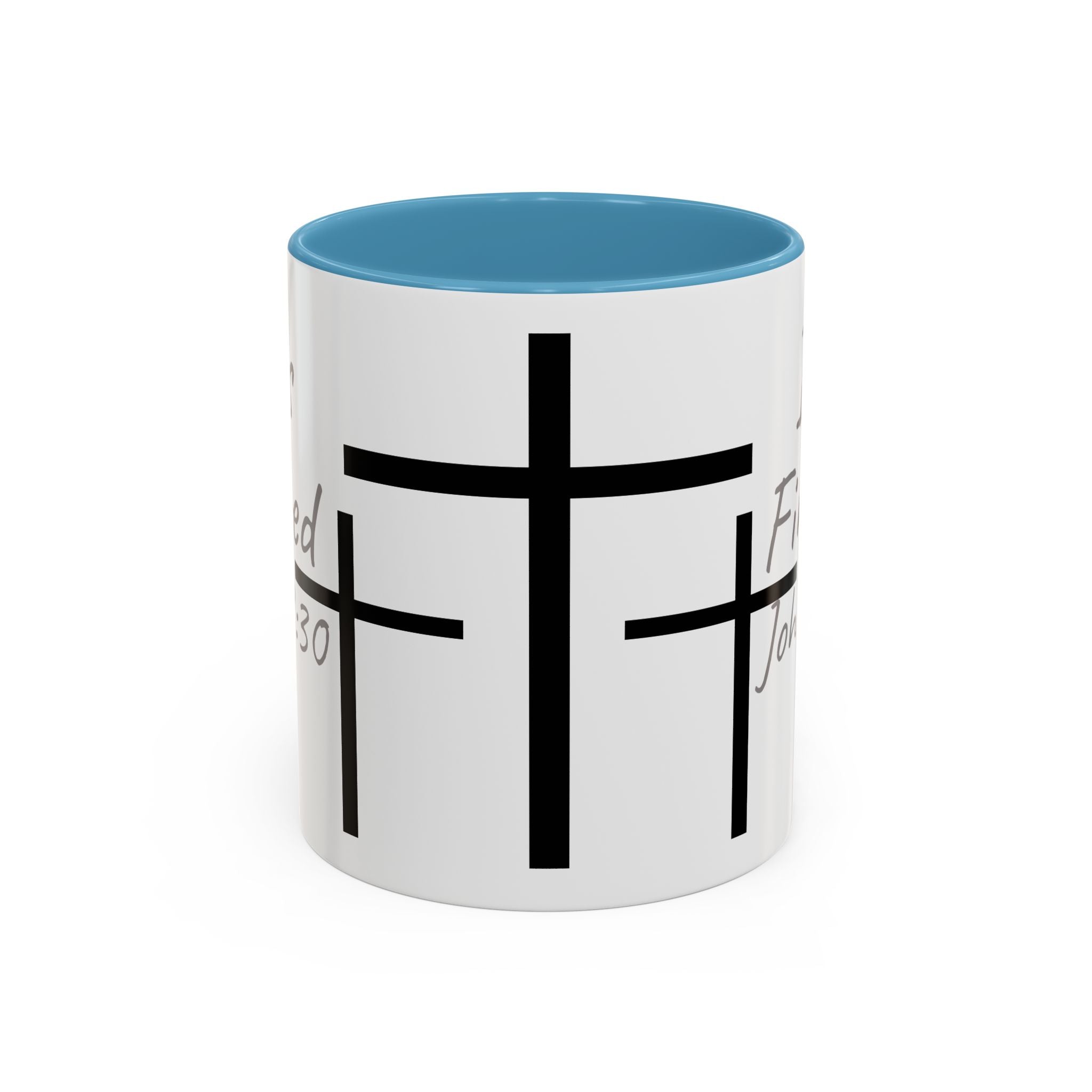 It Is Finished Coffee Mug — John 19:30 Christian Cross Accent Mug (11/15oz)