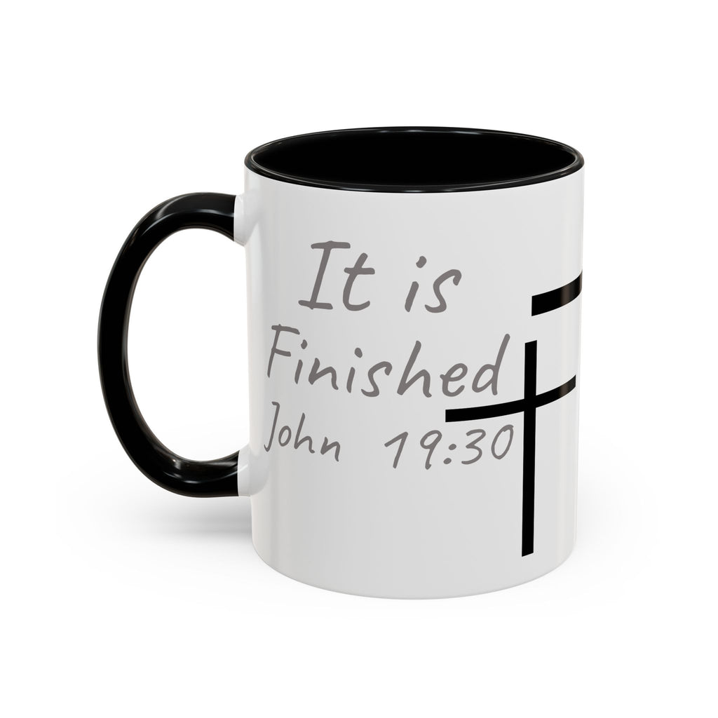 It Is Finished Coffee Mug — John 19:30 Christian Cross Accent Mug (11/15oz)