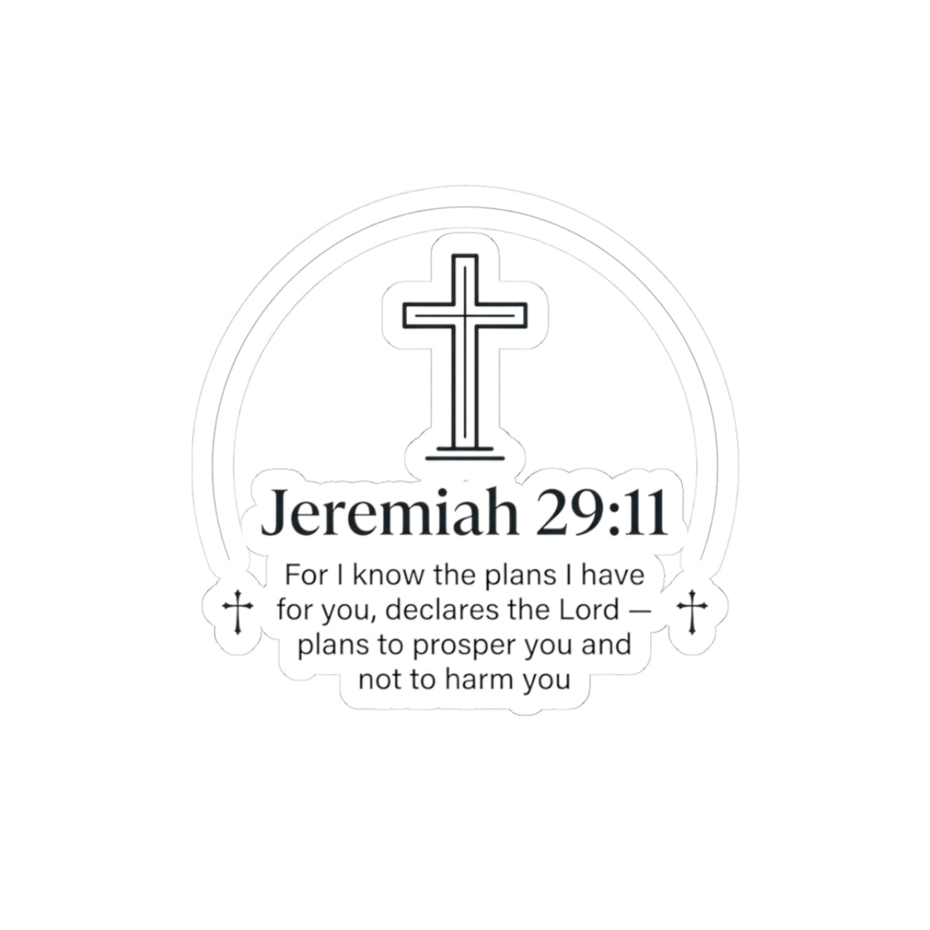 Jeremiah 29:11 Inspirational Cross Sticker — Faith Quote Kiss-Cut Sticker