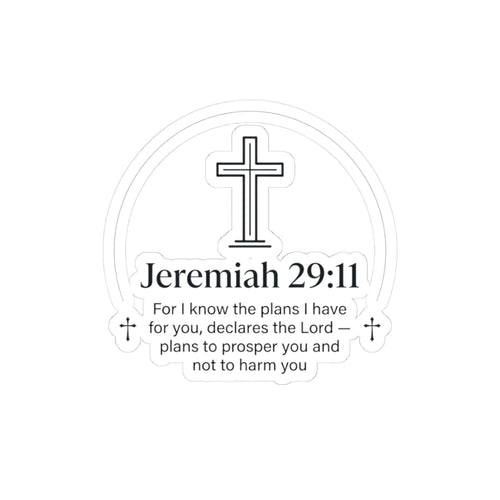 Jeremiah 29:11 Inspirational Cross Sticker — Faith Quote Kiss-Cut Sticker