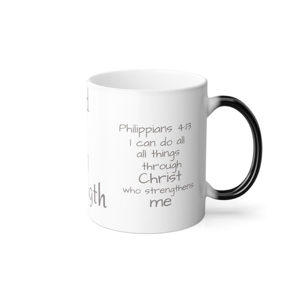 Color Morphing Mug — "God is My Strength" Inspirational Bible Verse Coffee Mug (11oz)