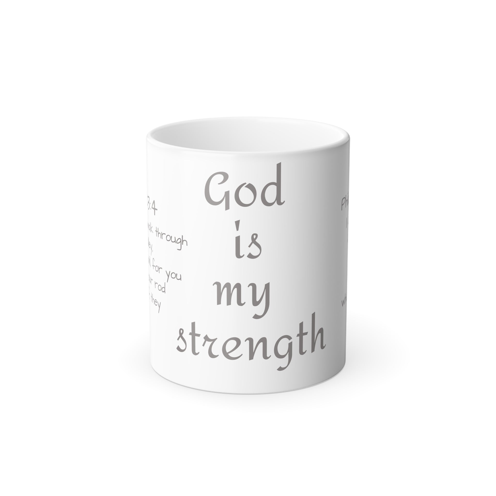 Color Morphing Mug — "God is My Strength" Inspirational Bible Verse Coffee Mug (11oz)