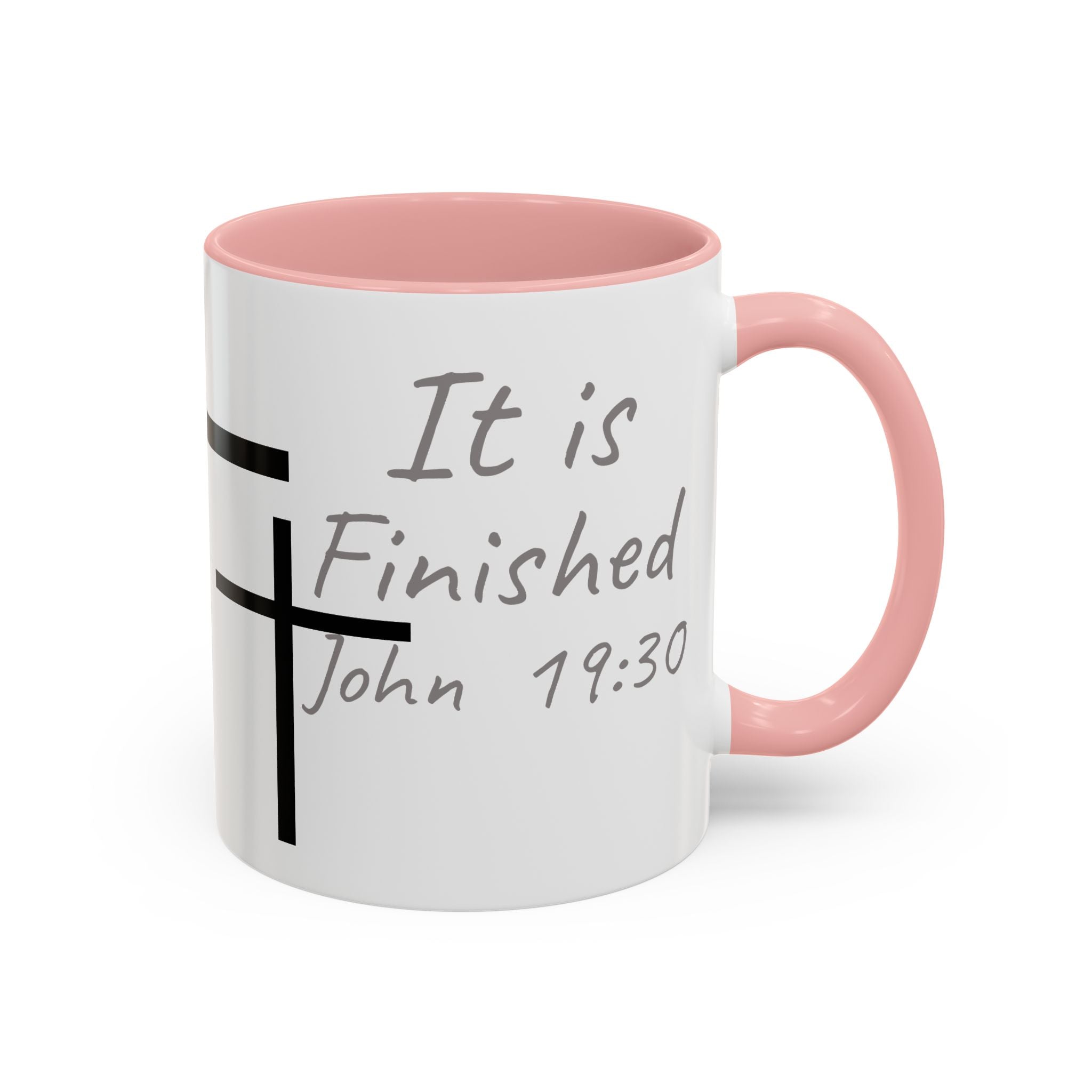 It Is Finished Coffee Mug — John 19:30 Christian Cross Accent Mug (11/15oz)