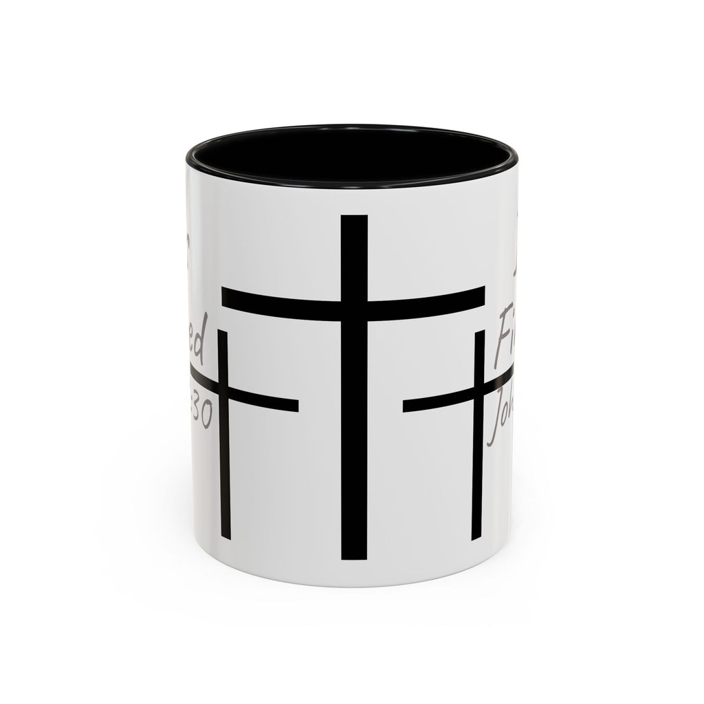 It Is Finished Coffee Mug — John 19:30 Christian Cross Accent Mug (11/15oz)