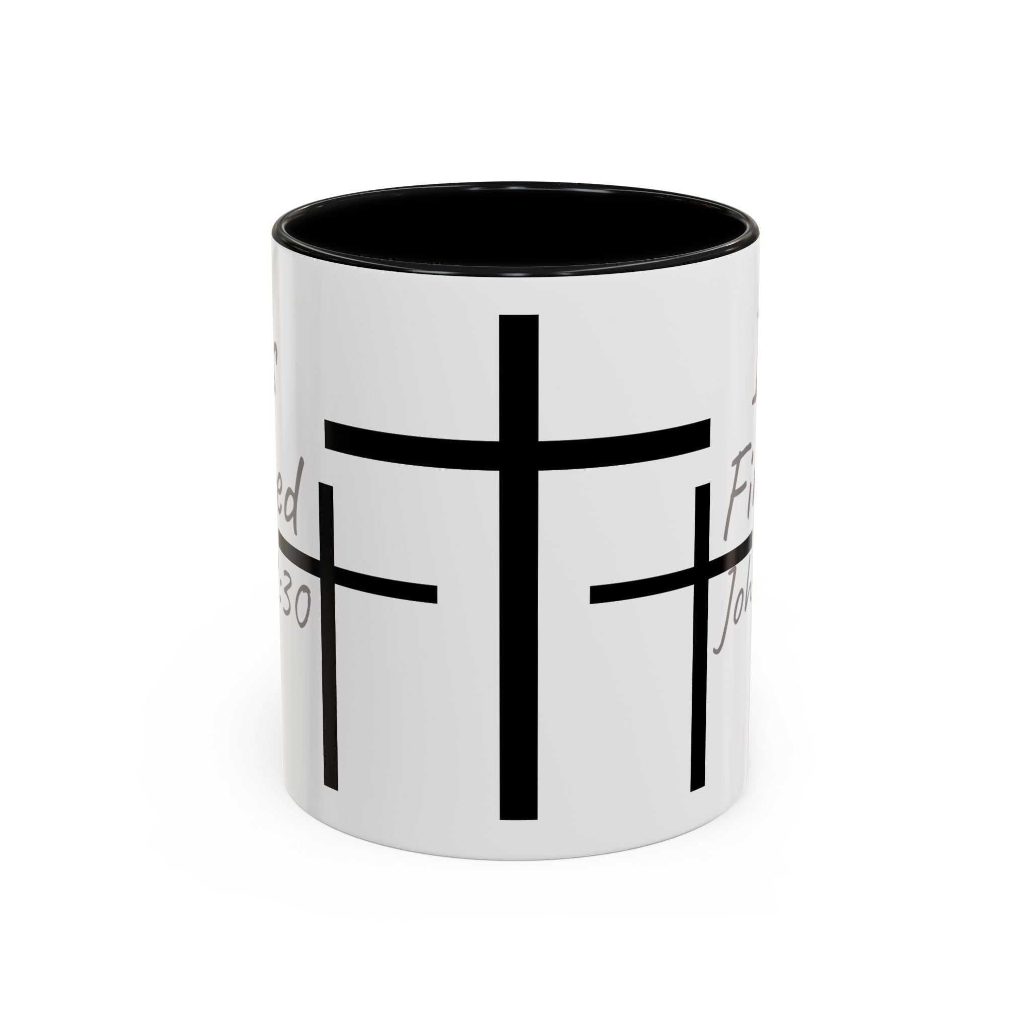It Is Finished Coffee Mug — John 19:30 Christian Cross Accent Mug (11/15oz)