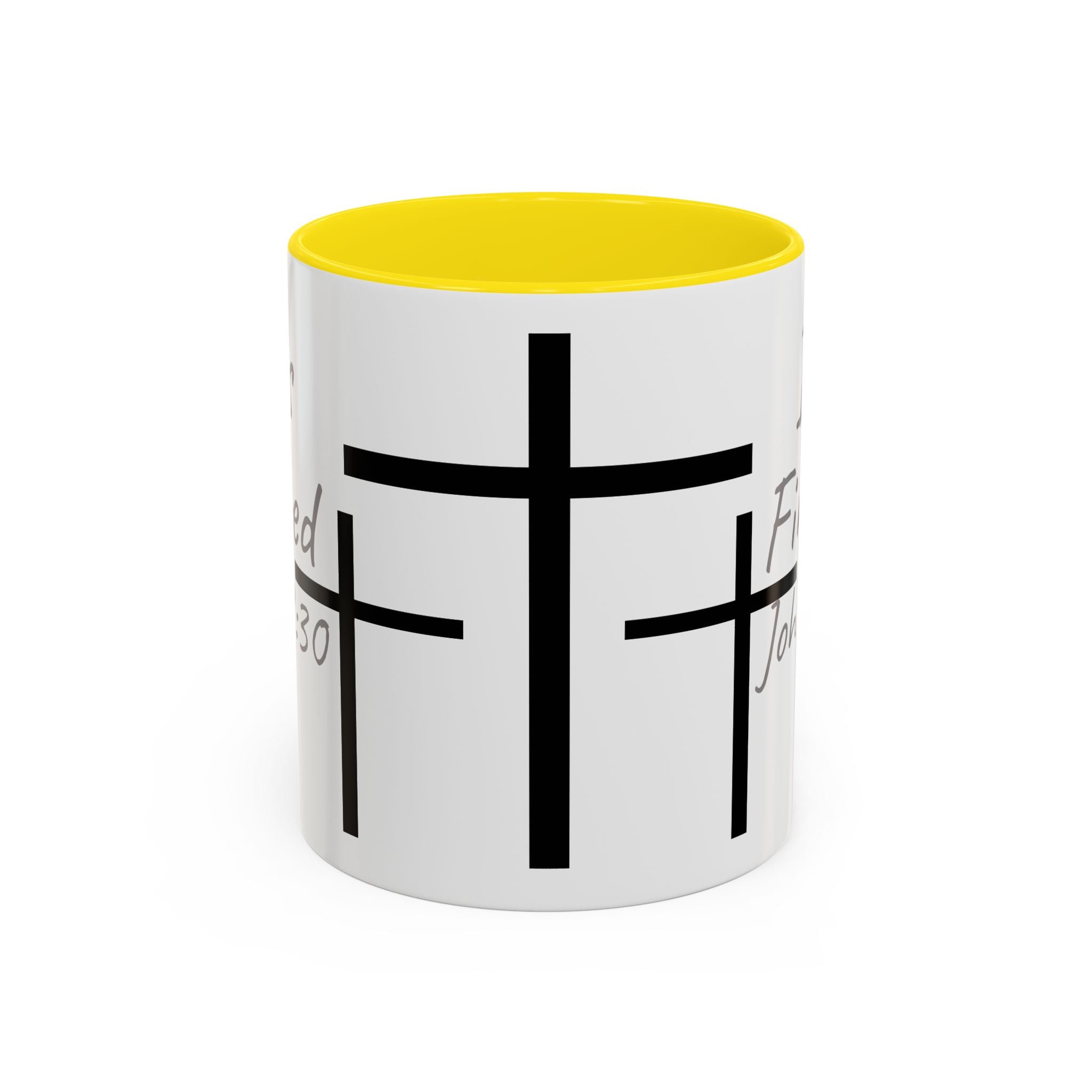 It Is Finished Coffee Mug — John 19:30 Christian Cross Accent Mug (11/15oz)