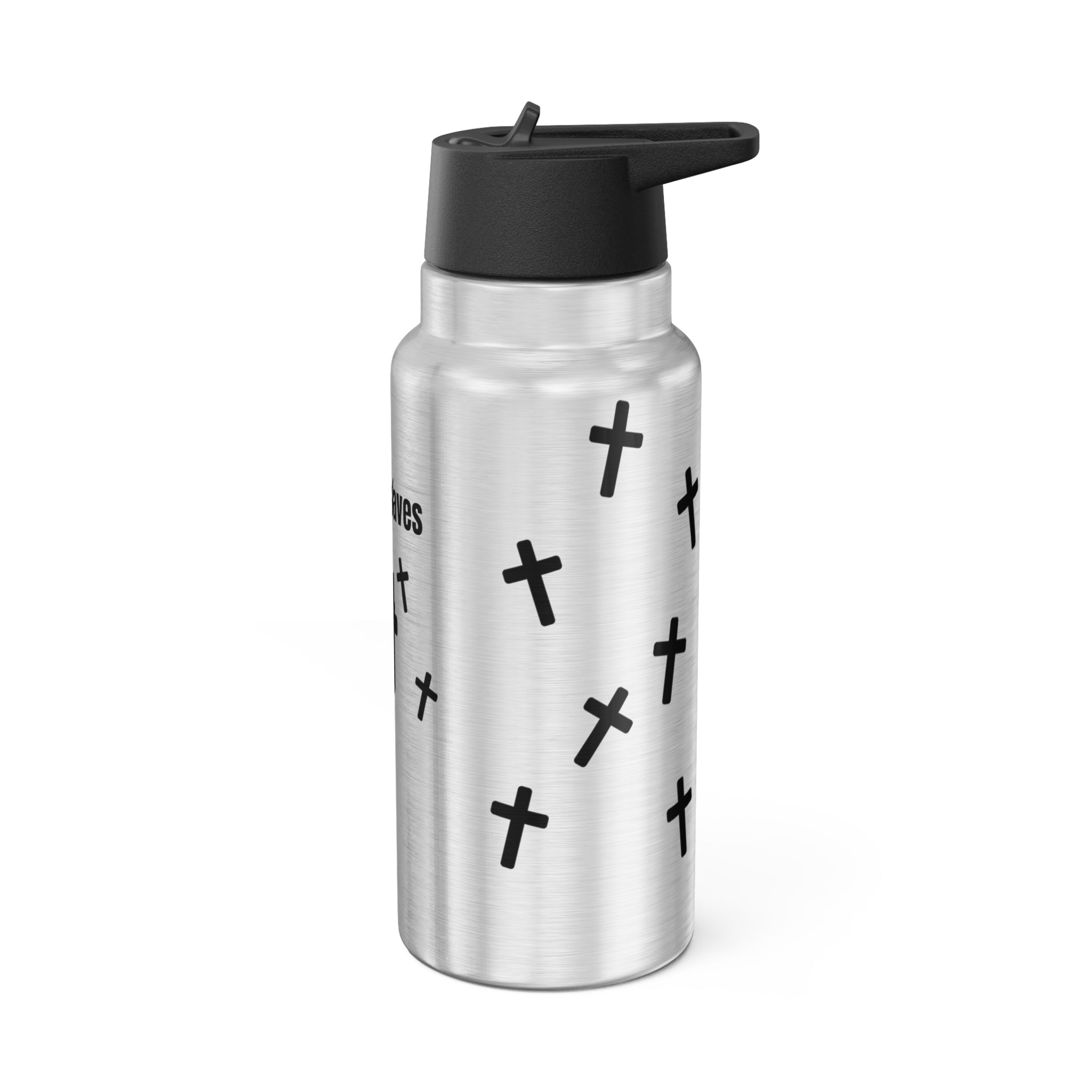 Jesus Saves 32oz Tumbler — Stainless Steel Faith Water Bottle with Cross Pattern