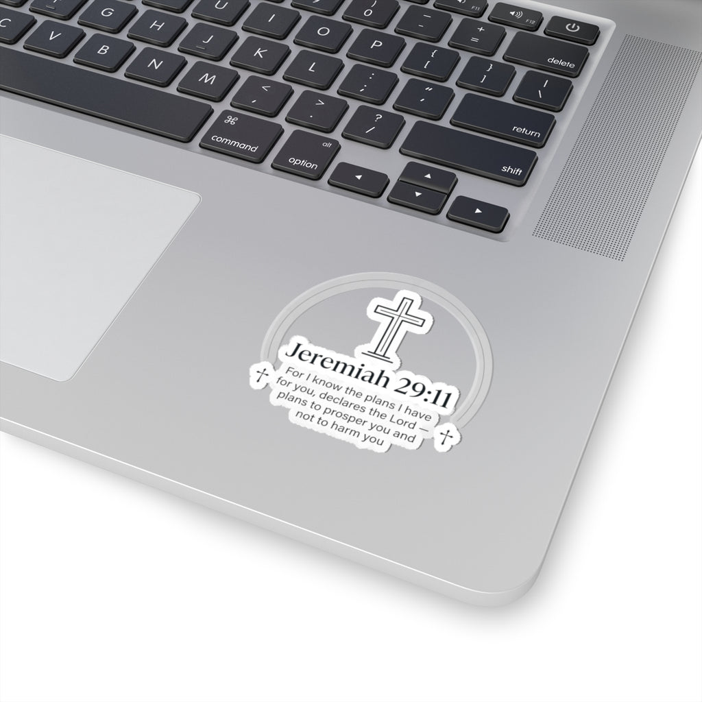 Jeremiah 29:11 Inspirational Cross Sticker — Faith Quote Kiss-Cut Sticker