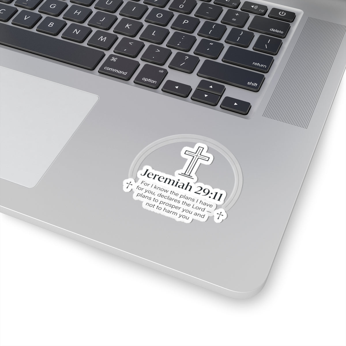 Jeremiah 29:11 Inspirational Cross Sticker — Faith Quote Kiss-Cut Sticker