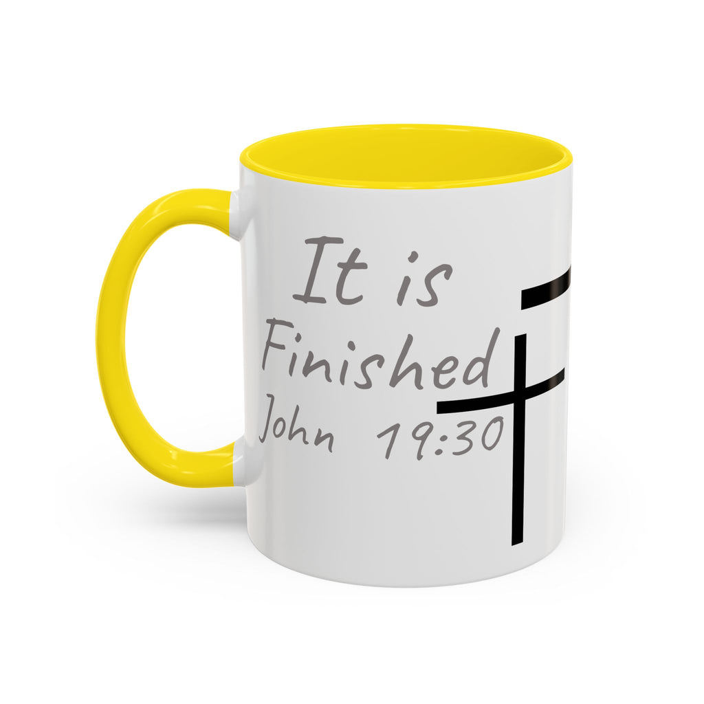 It Is Finished Coffee Mug — John 19:30 Christian Cross Accent Mug (11/15oz)
