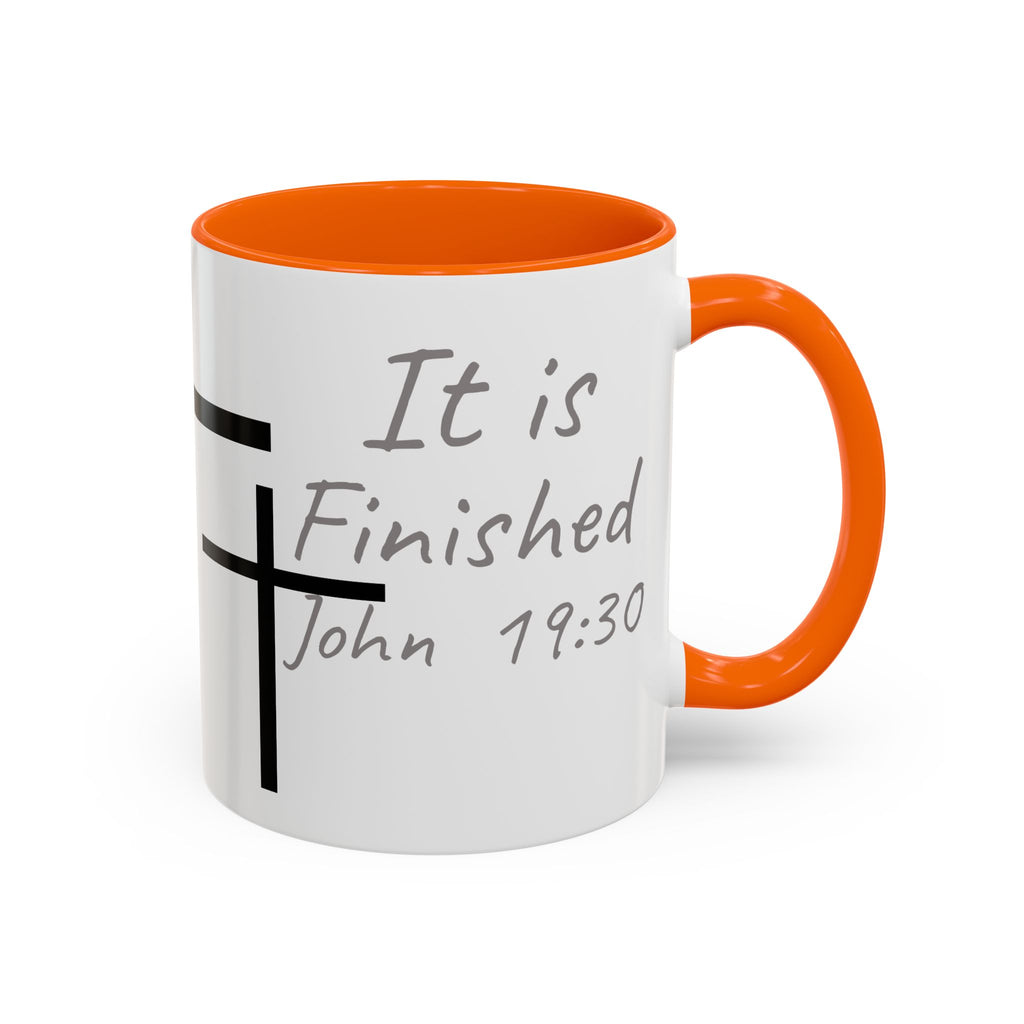 It Is Finished Coffee Mug — John 19:30 Christian Cross Accent Mug (11/15oz)