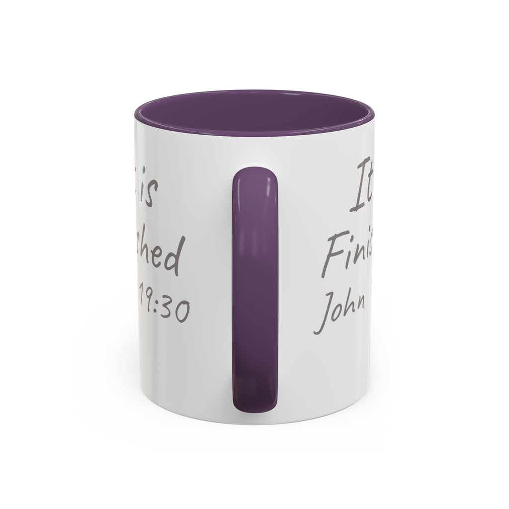It Is Finished Coffee Mug — John 19:30 Christian Cross Accent Mug (11/15oz)