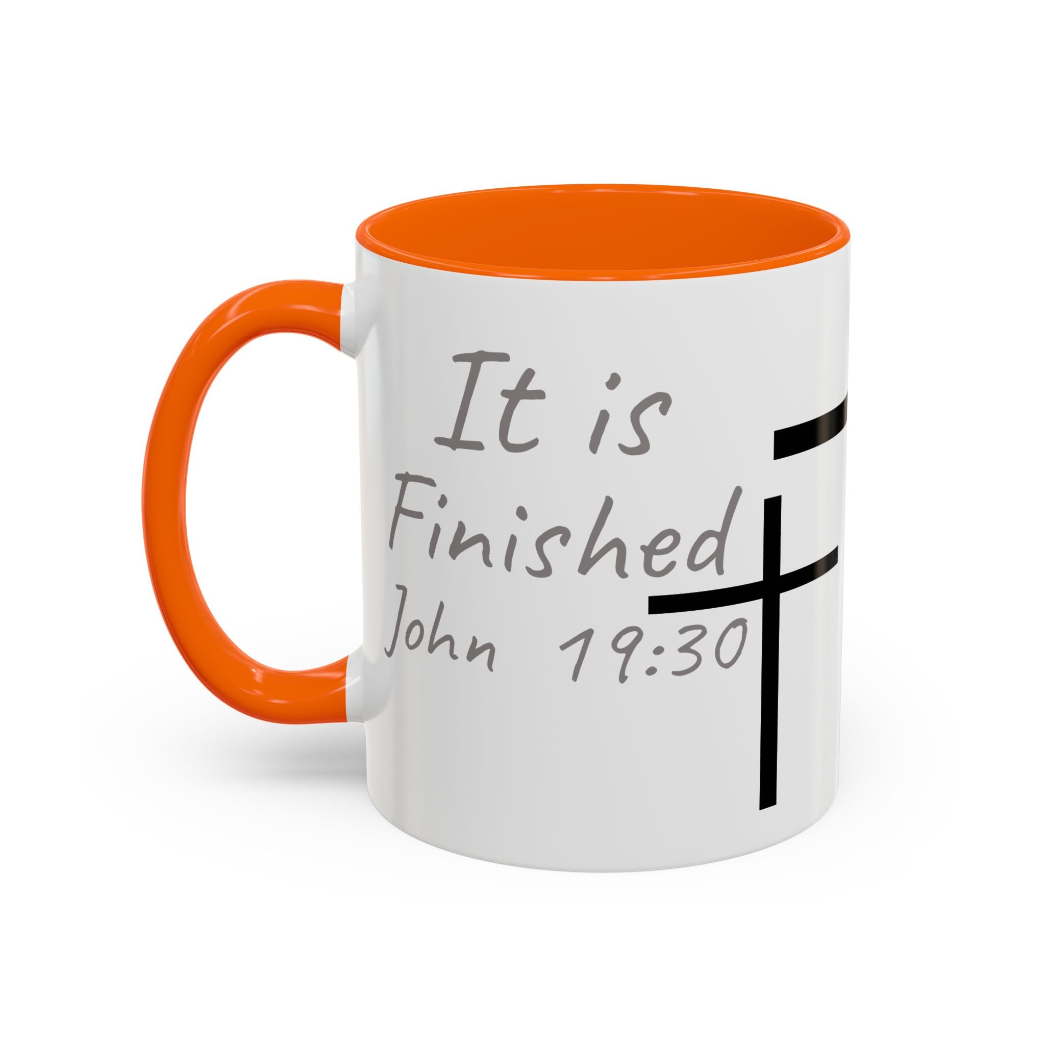 It Is Finished Coffee Mug — John 19:30 Christian Cross Accent Mug (11/15oz)