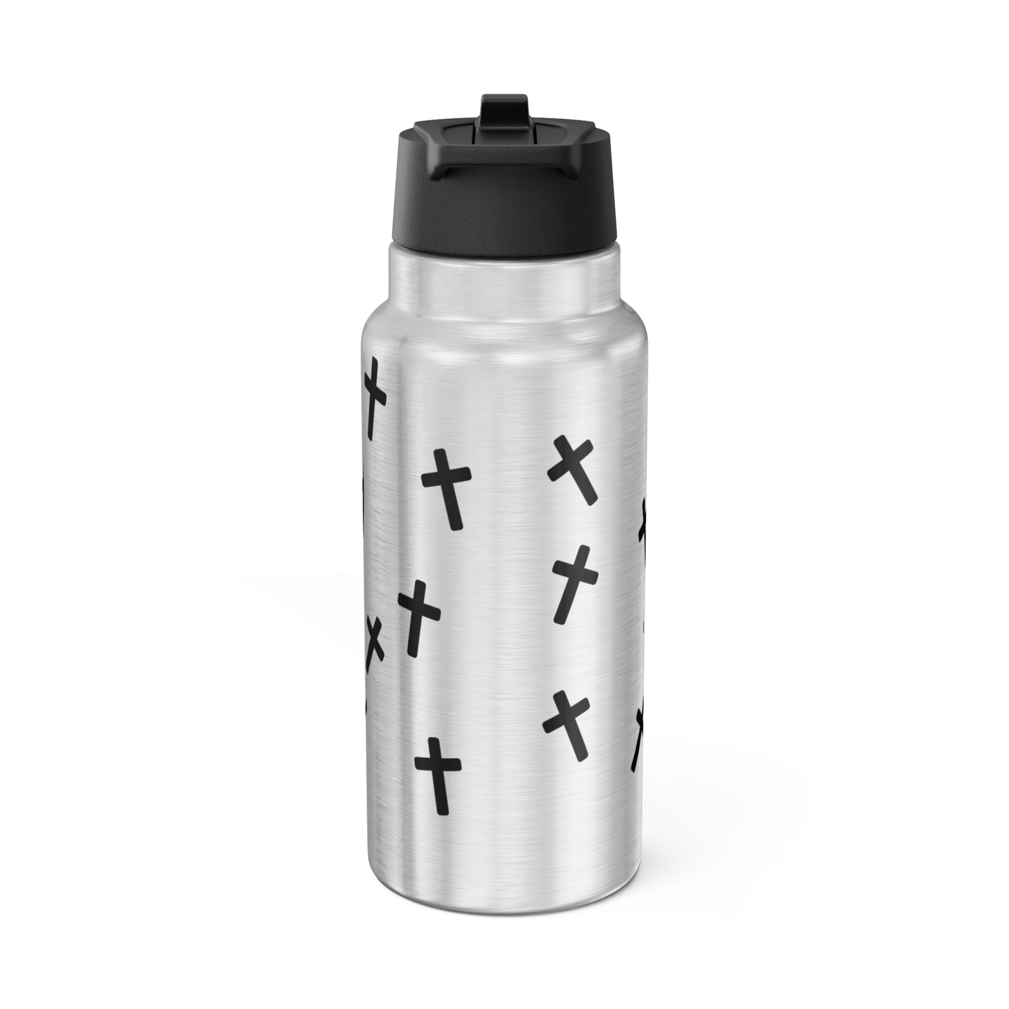 Jesus Saves 32oz Tumbler — Stainless Steel Faith Water Bottle with Cross Pattern