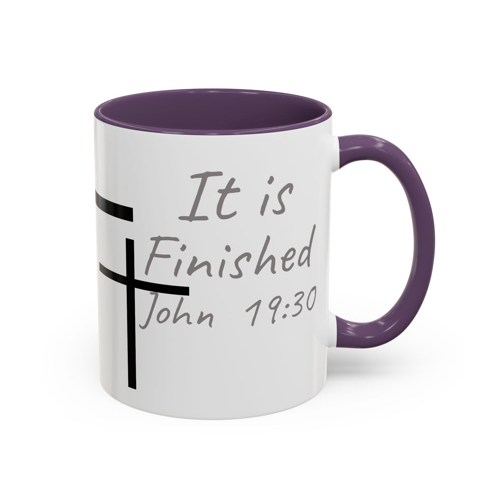It Is Finished Coffee Mug — John 19:30 Christian Cross Accent Mug (11/15oz)