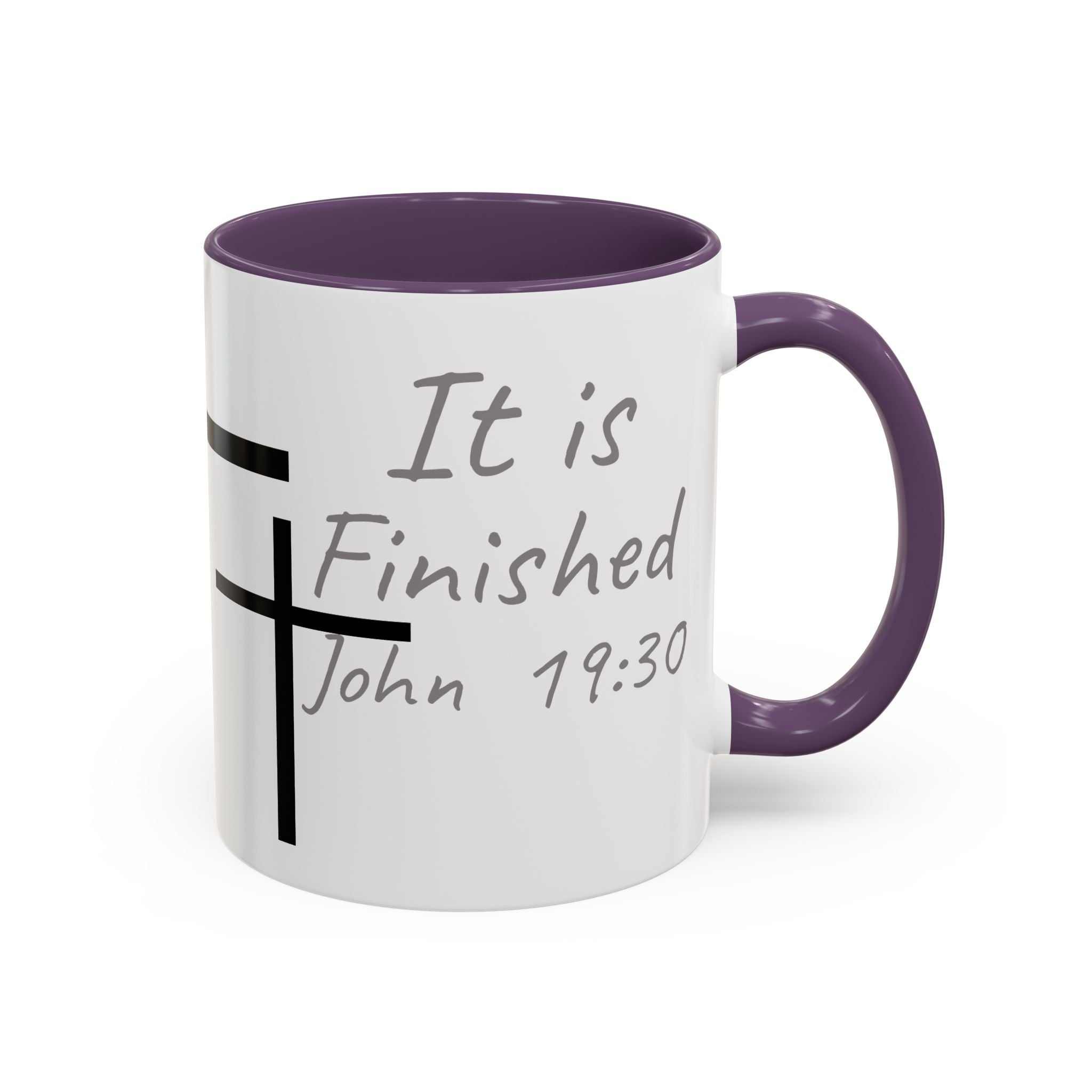 It Is Finished Coffee Mug — John 19:30 Christian Cross Accent Mug (11/15oz)